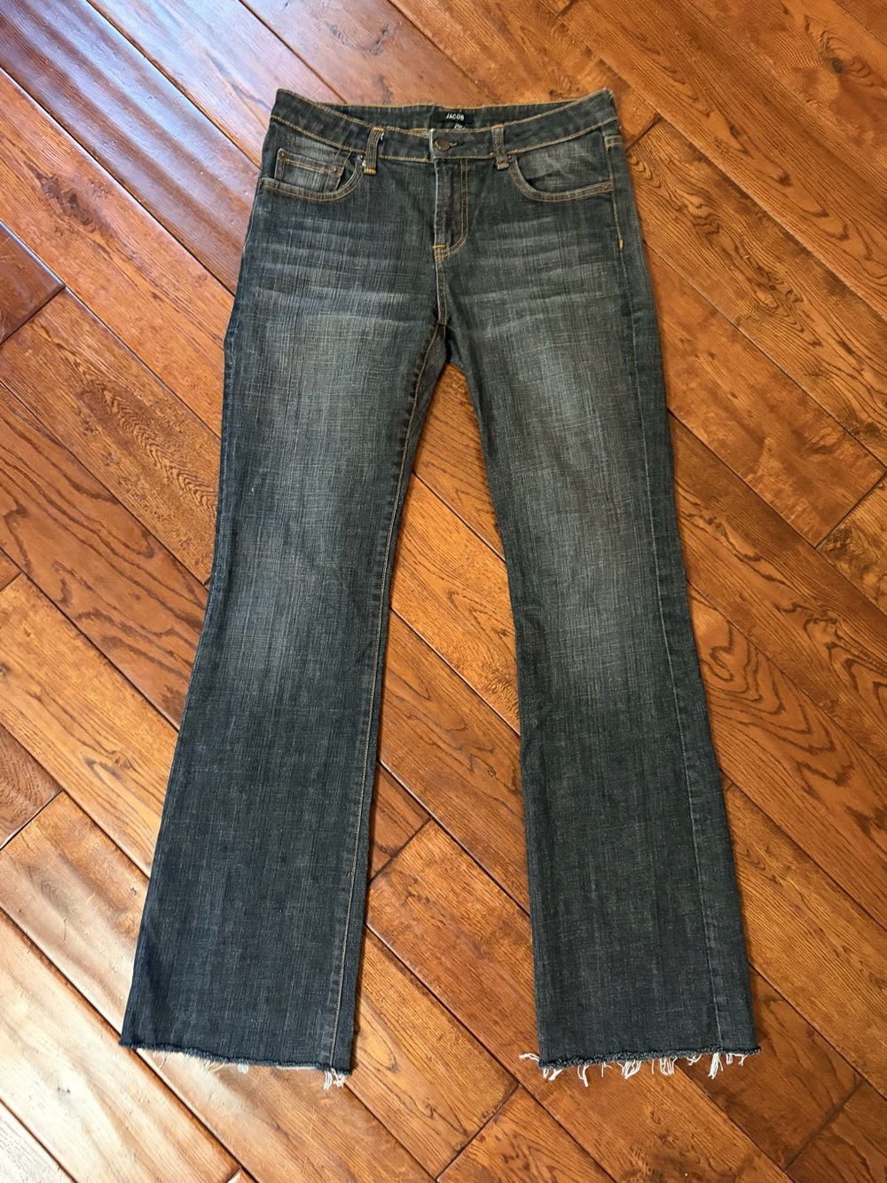 Vintage Black Low Rise Bootcut Jeans with Raw Edge